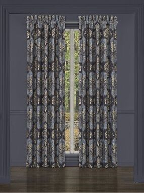 J. Queen New York Five Queens Court Manila Set of 2 Window Curtain Panels, Blue